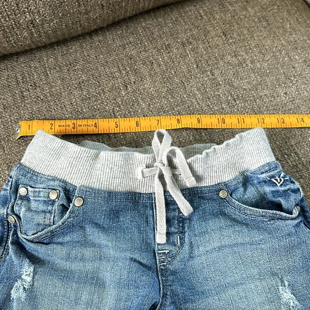 Justice Blue Denim Look Girls' Shorts with Heather Gray Waistband